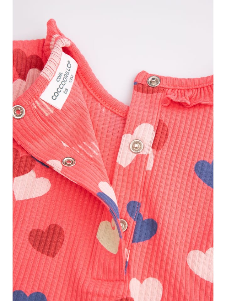 Coccodrillo Geripptes T-Shirt mit langen Ärmeln in rosa günstig kaufen