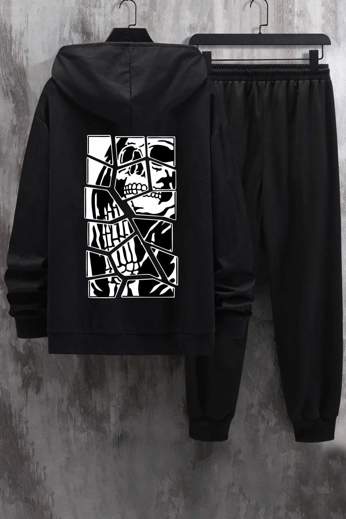 uyguntarz  Unisex-Trainingsanzug-Set mit Totenkopf-Print
