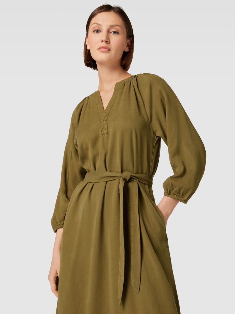 Tunikakleid mit Bindegürtel Modell 'Tencel' in khaki