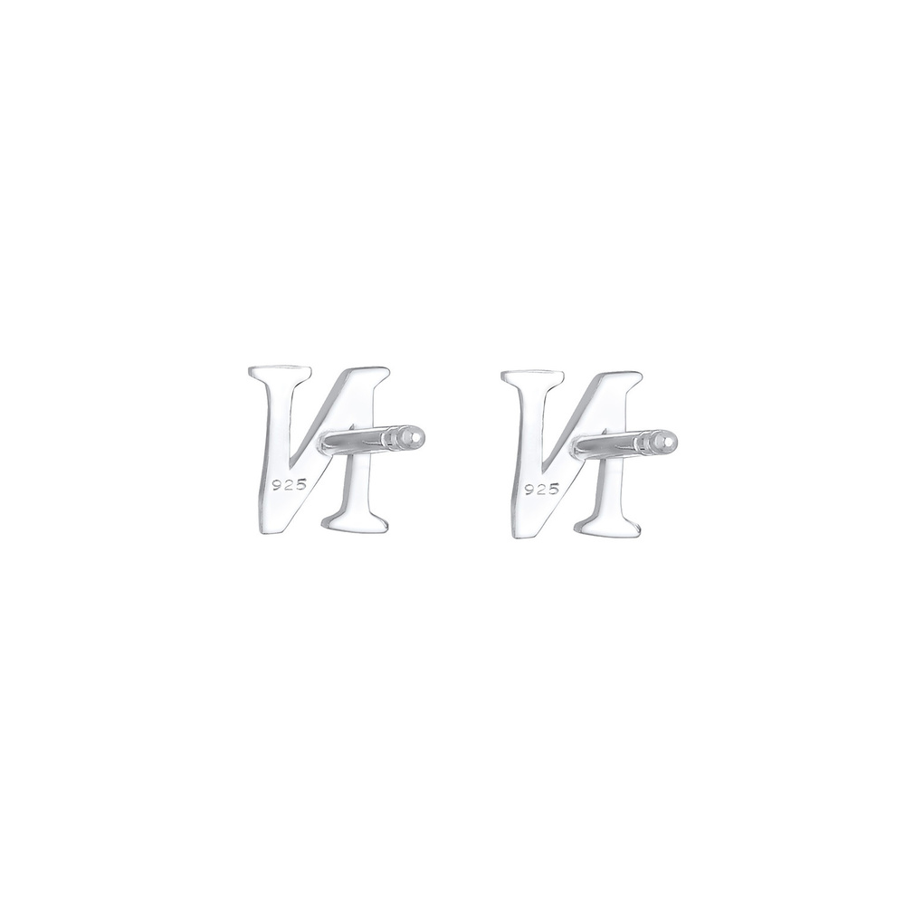Elli Elli Boucles d'Oreilles Lettre N Clous d'Oreilles Femme - (925/1000) Argent Boucles d'oreilles