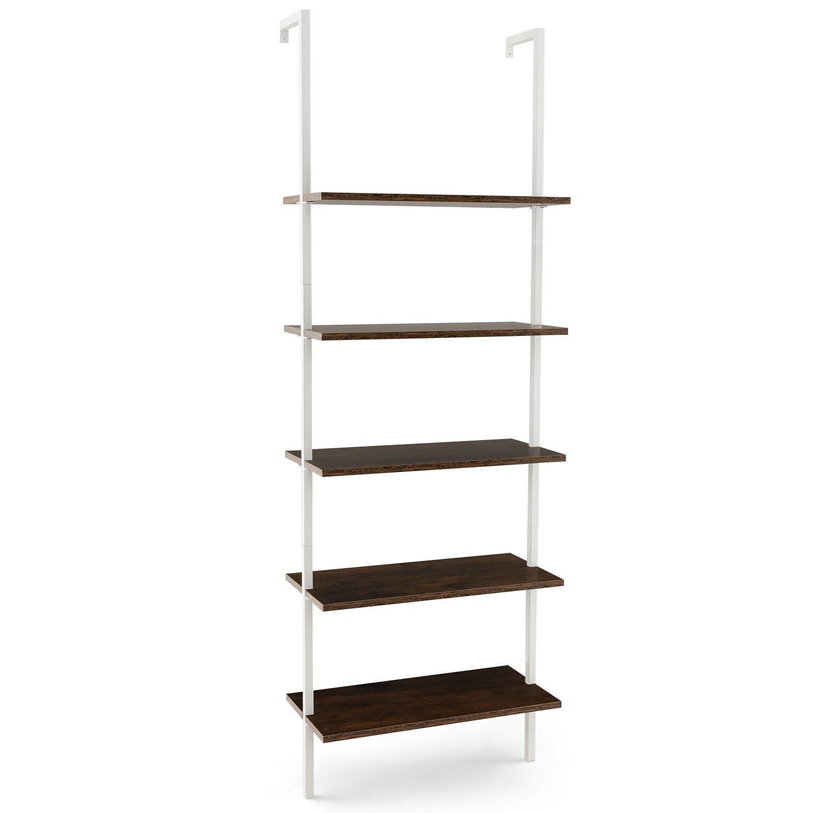 COSTWAY Leiterregal 5 Ebene Bücherregal, mit Metallrahmen, 180cm