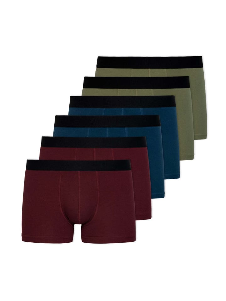 SNOCKS Boxershorts ohne Logo aus Bio-Baumwolle 6 Stück in Mix (Rot/Olive/Blau) günstig kaufen