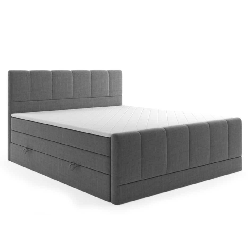 Möbel Punkt Boxspringbett London 180x200cm Anthrazit mit Bettkasten 7 Zonen Taschenfederkenmatratze Fußteil