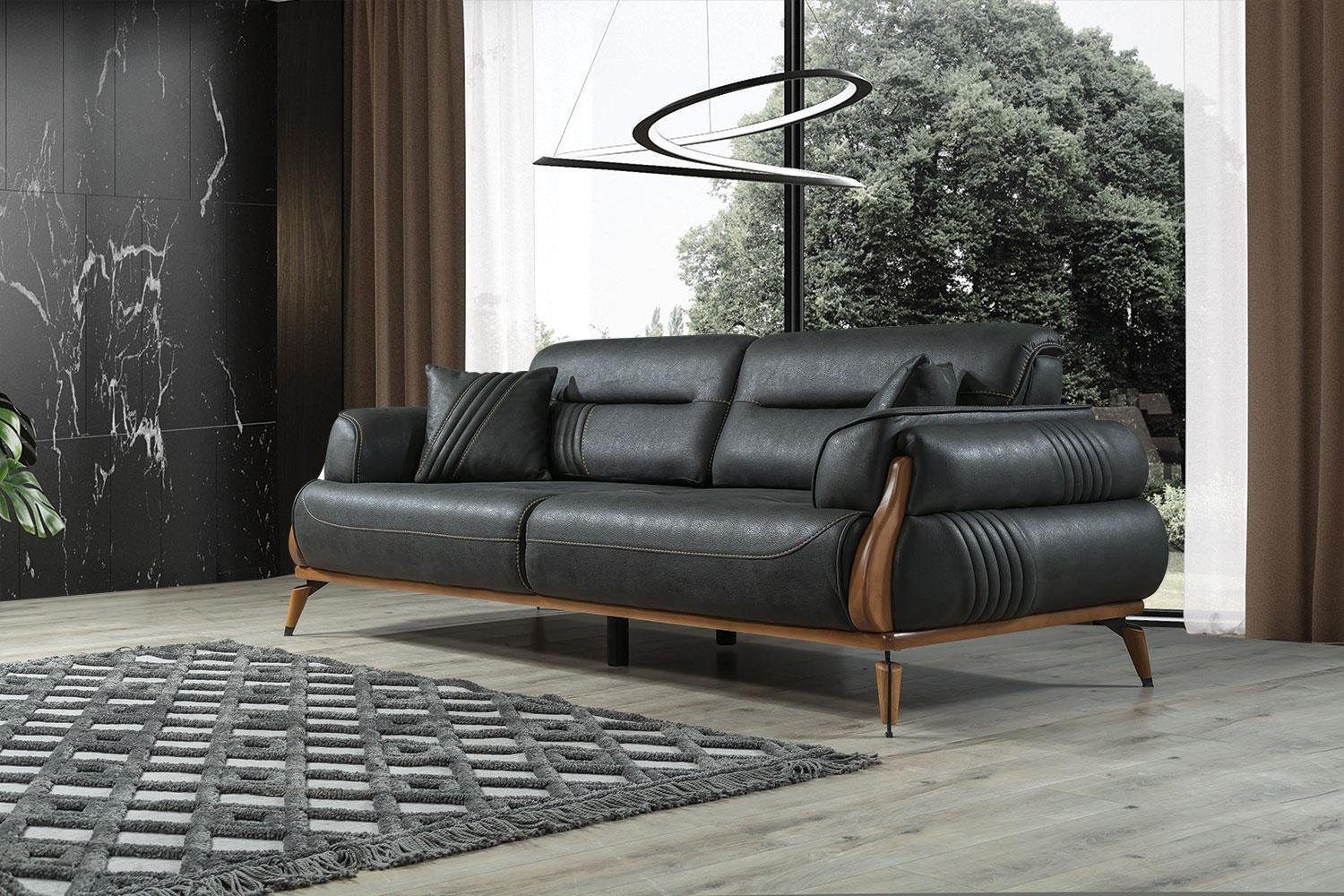 JVmoebel Wohnzimmer-Set Dreisitzer Sofas Wohnzimmer Designer Polstermöbel Sessel Modern, (3-St., Sofa 3 Sitzer, Sessel), Made in Europa