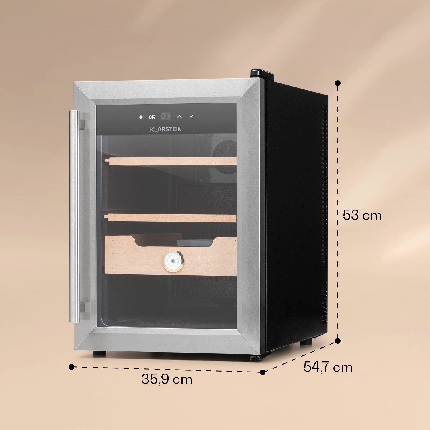 Klarstein Humidor HEA-Presidente40-SS, Humidor Zigarre Humidor Befeuchter elektrisch Humidor Schrank
