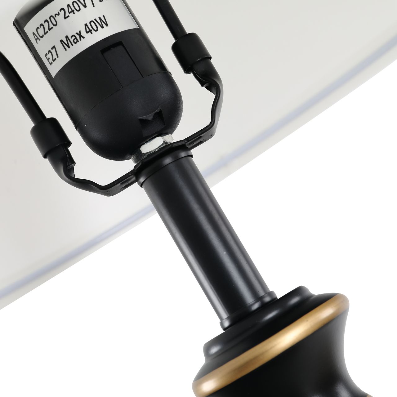 HOMCOM 3er-Lampenset 2 Tischlampe(ø30 x 62H cm)   1 Stehlampe(ø38 x 158H cm) Vintage, Schwarz Weiß, Metall, PS, Polyester, Baumwolle E27 Lampensockel