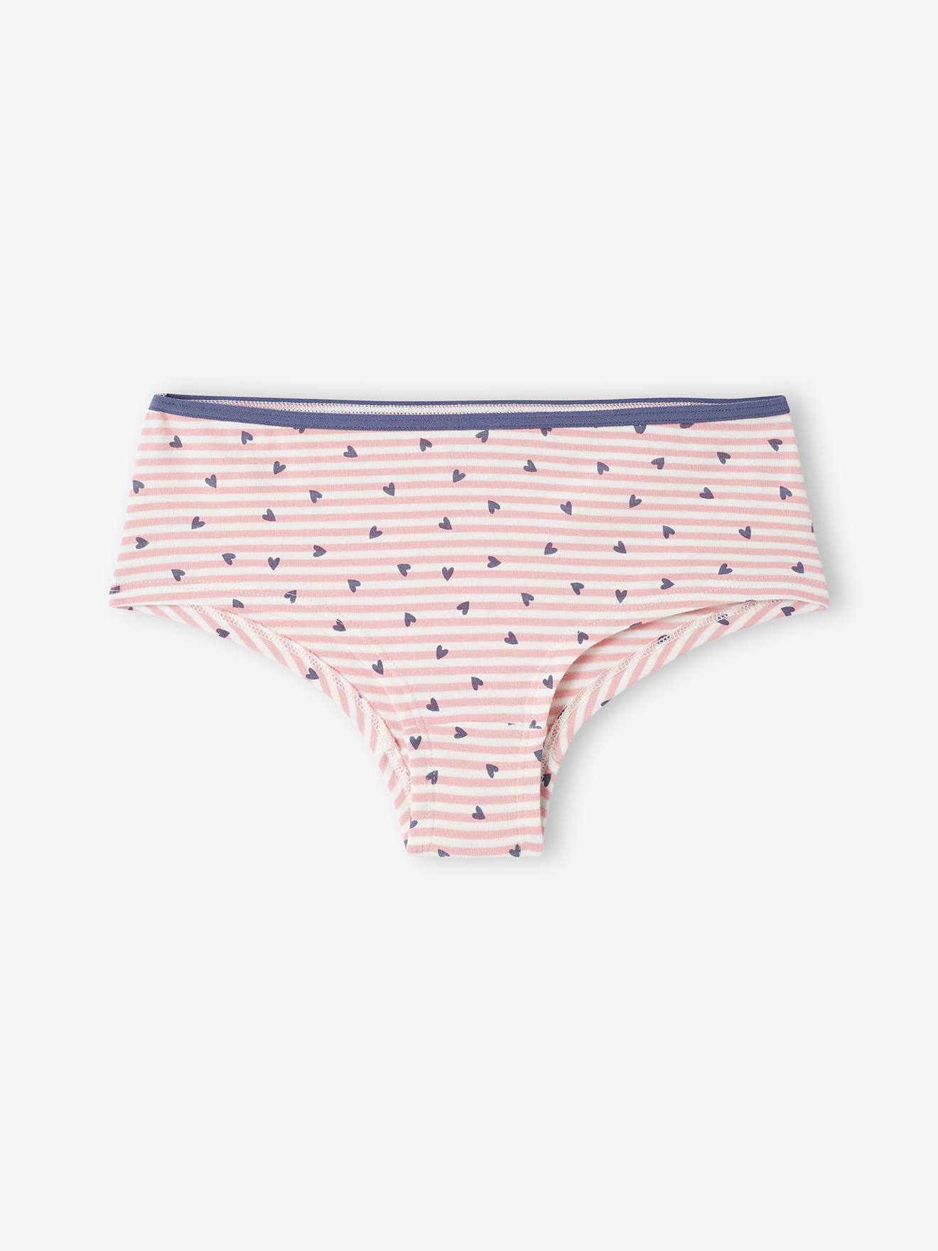 Lot de 7 shorties coeurs fille bleu