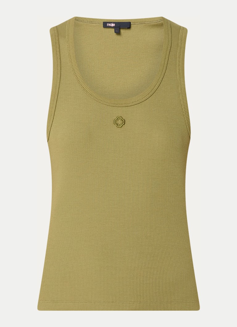 Maje  Ribgebreide tanktop met logoborduring