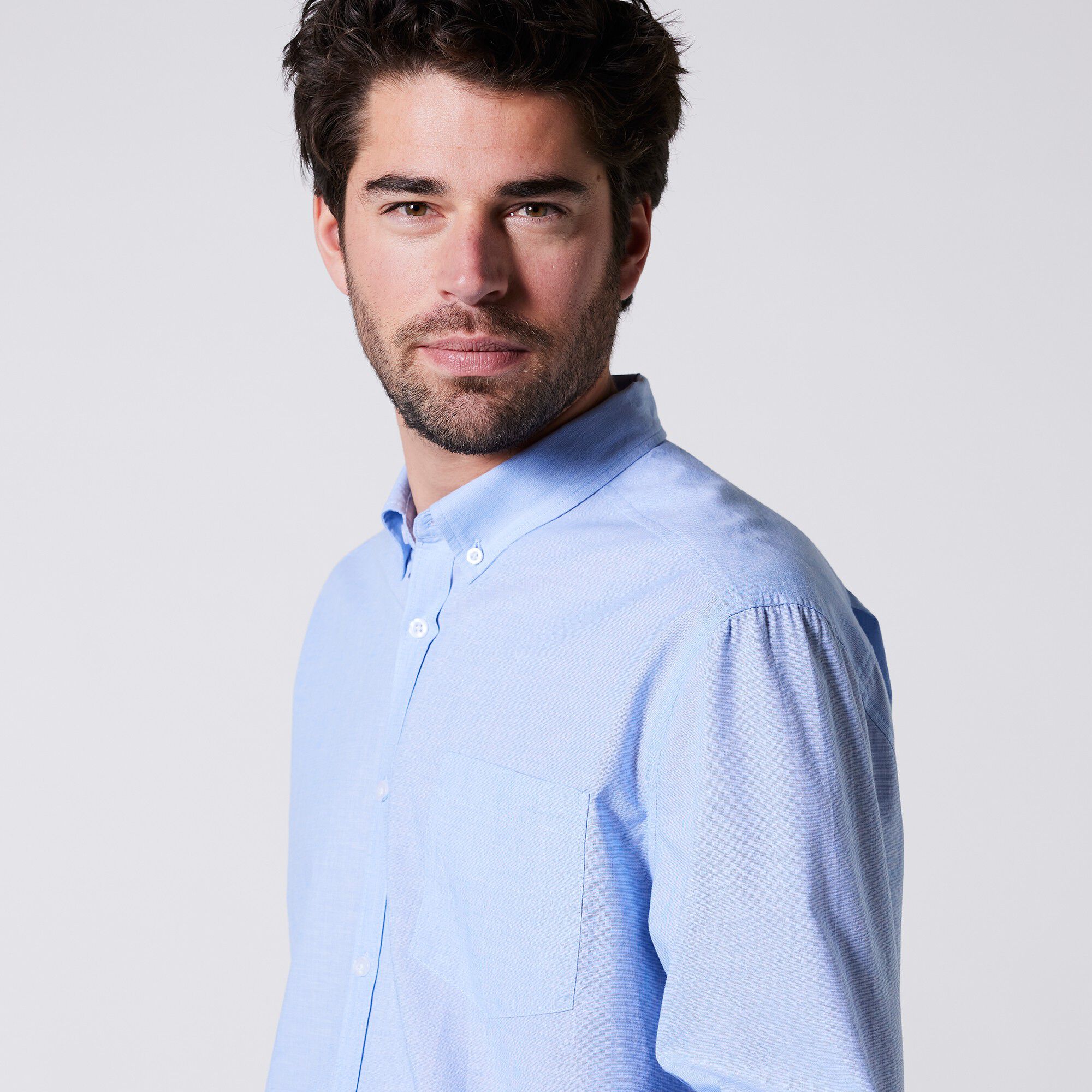 Chemise fil à fil unie manches longues
