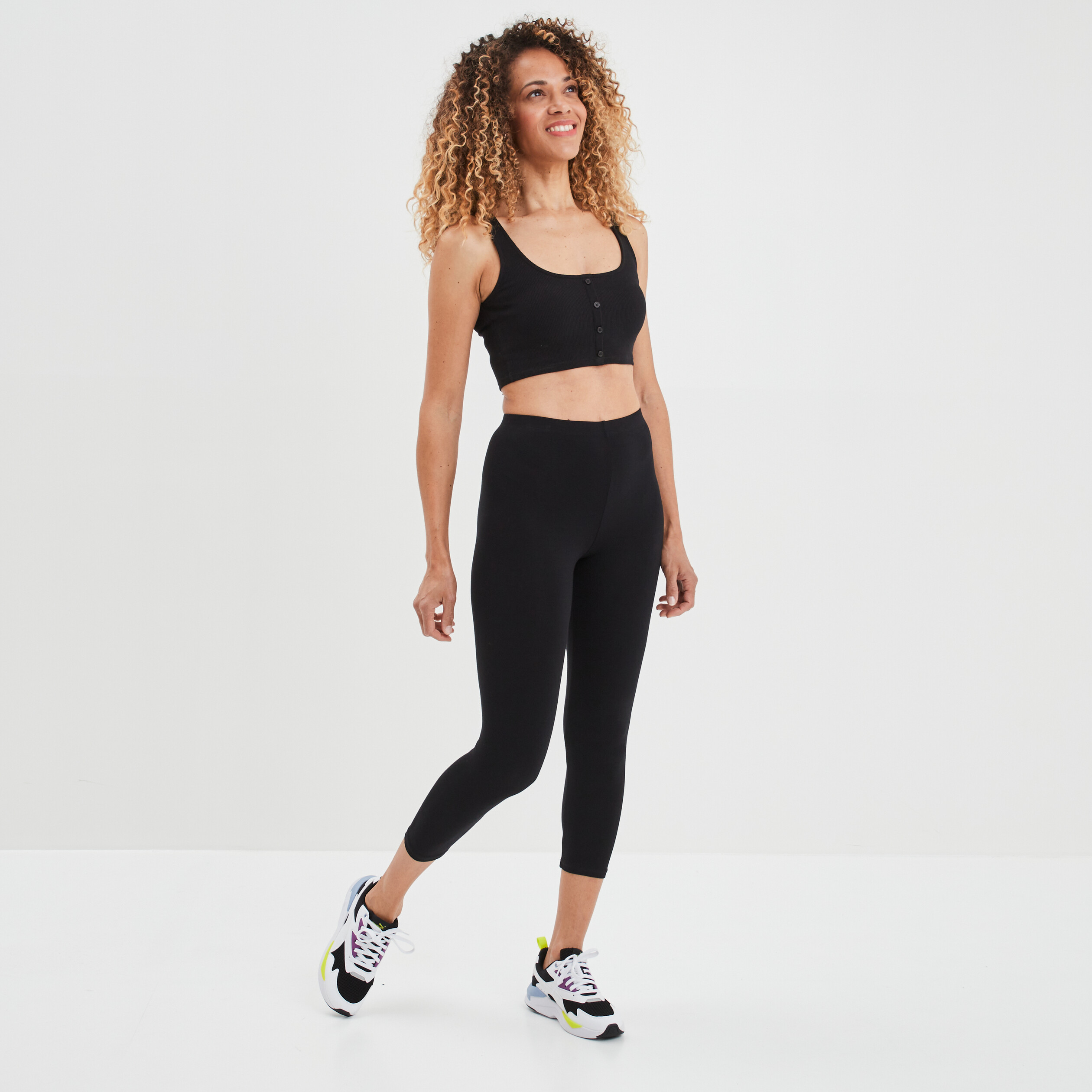 Legging élastiqué 7 8ème noir femme | La Halle