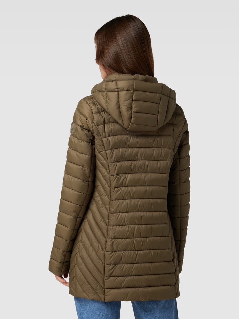 Steppjacke mit Reißverschlusstaschen in olivgrün