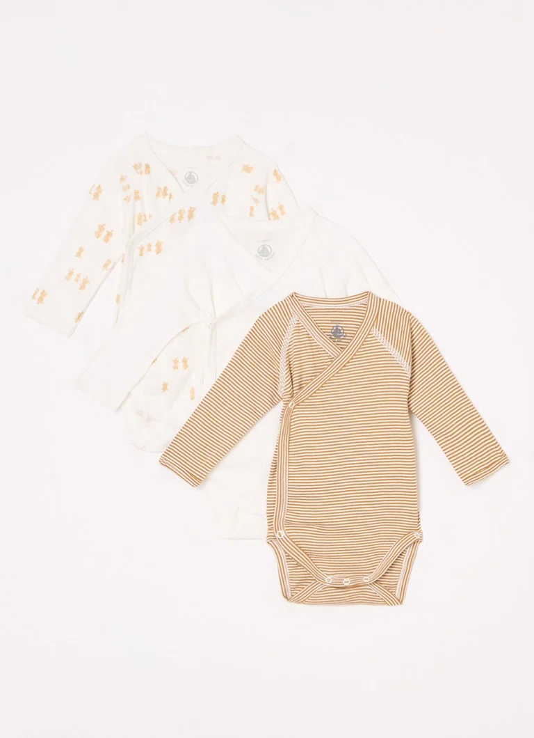 Petit Bateau Romper med trykk i 3-pakning