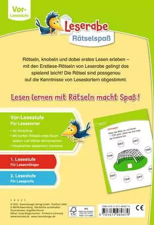 Leserabe: Erstlese-Rätsel für Lesestarter (Vor-Lesestufe)