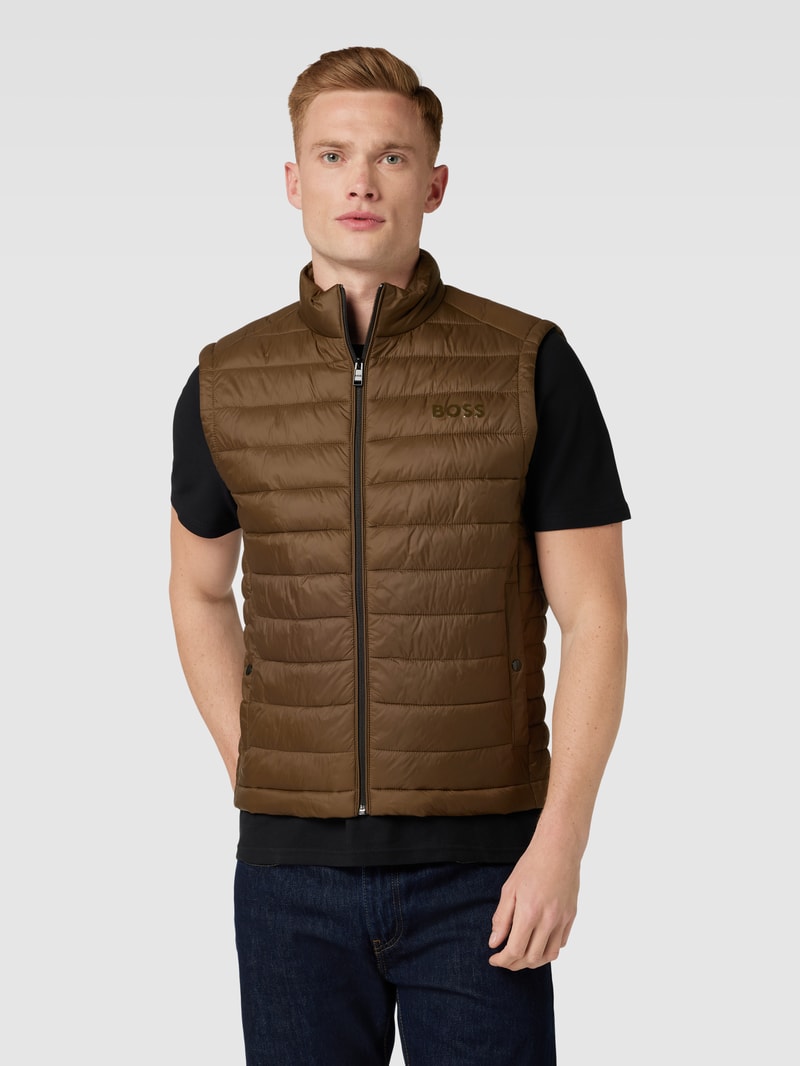 Steppweste mit Label-Detail Modell 'Calano' in mittelbraun