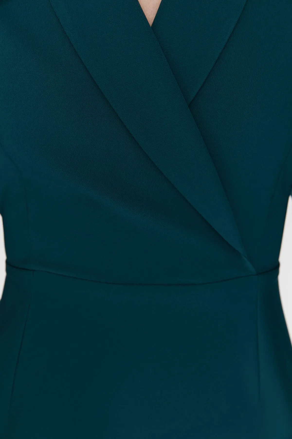 Trendyol Collection  Petrolblaues Mini-Webkleid in A-Linie mit Jackenkragen TWOAW23EL00384
