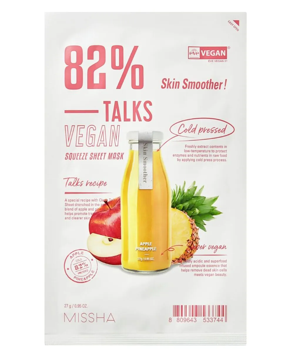 Missha Talks Veganska maska za lice u platnu za zaglađivanje kože