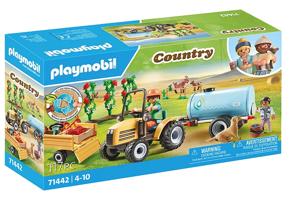 Traktor mit Anh&auml;nger und Wassertank