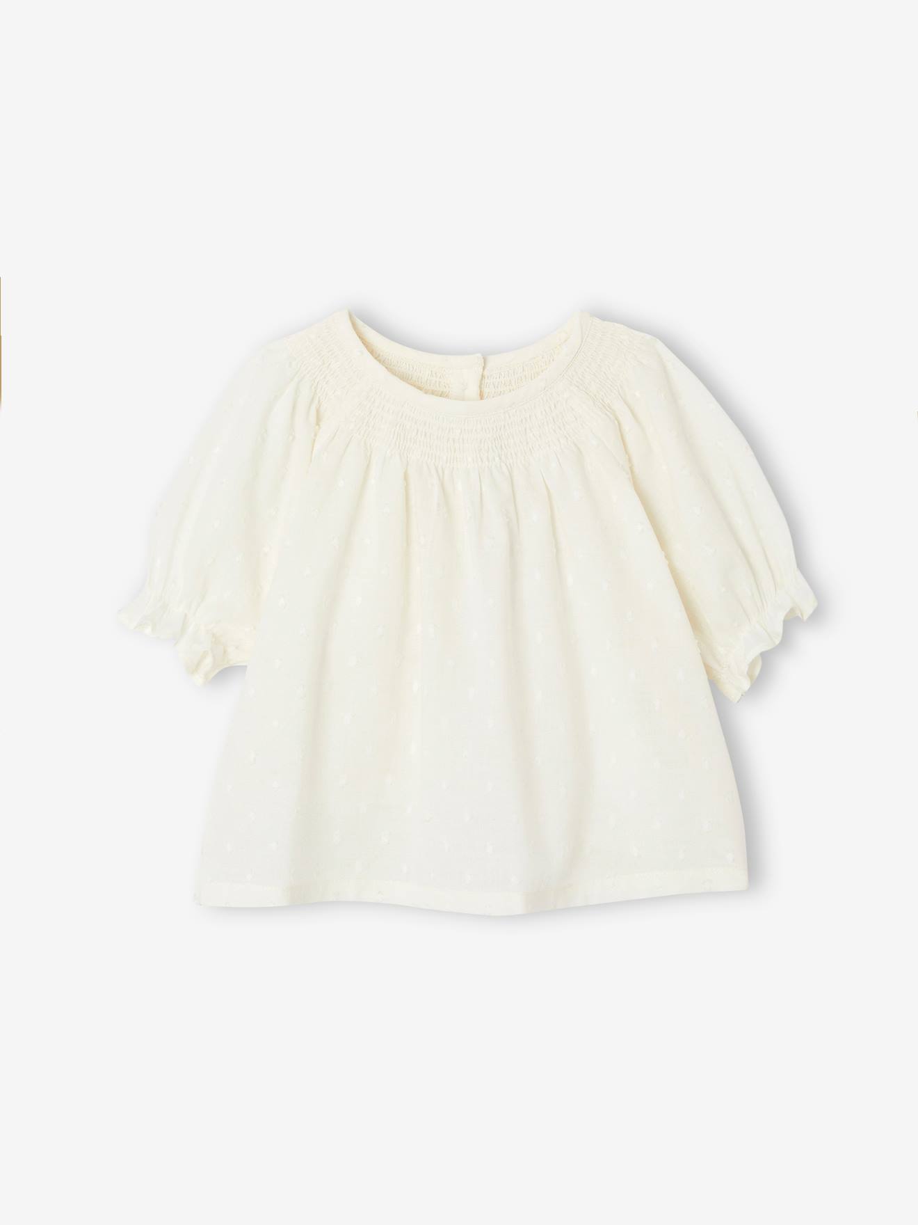 Vertbaudet Mädchen Baby-Set: Bluse, Trägerrock & Haarband - wollweiß