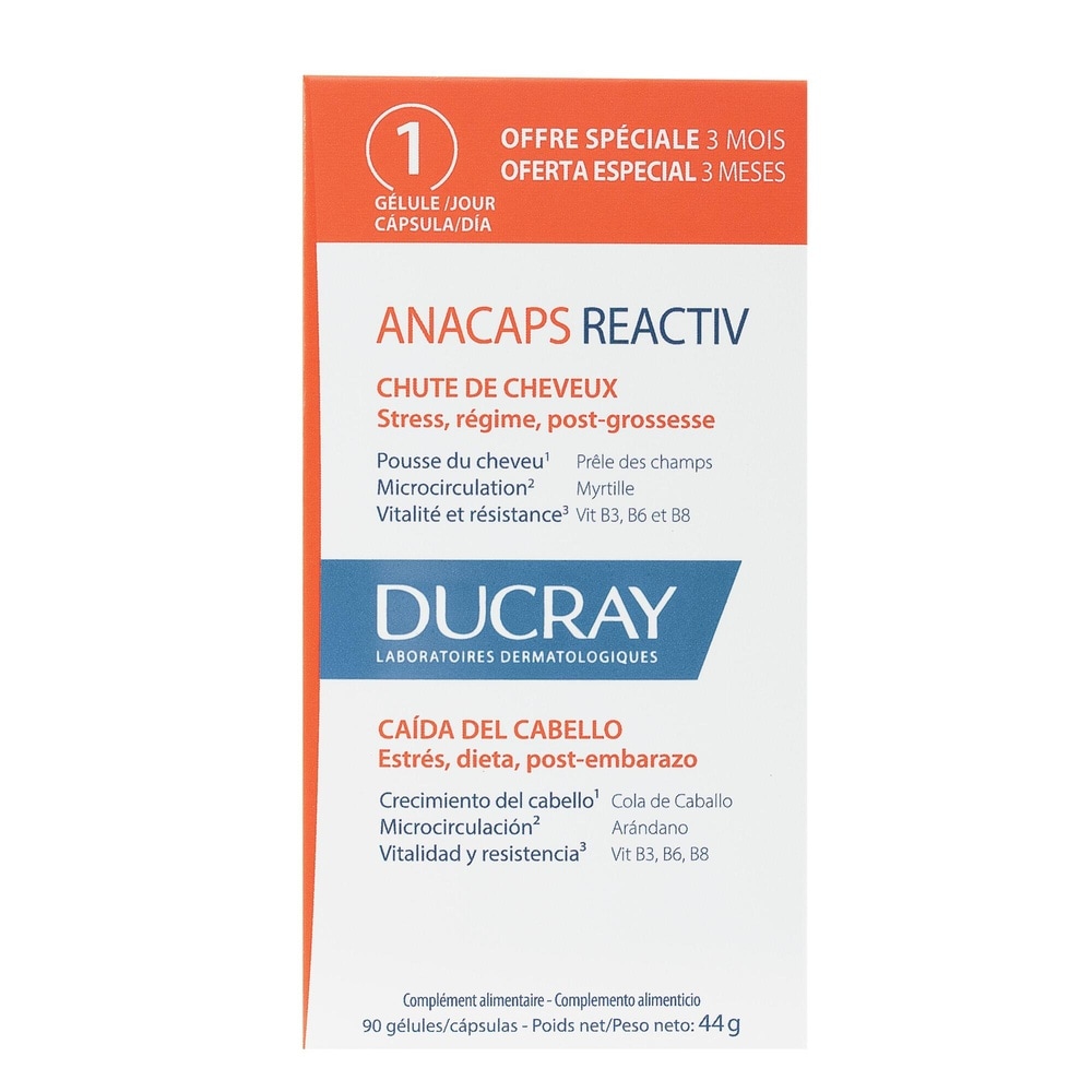 Ducray Anacaps Reactiv Cure complète 3 mois 90Gelules Complément alimentaire