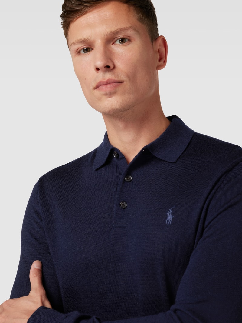 Strickpullover mit Label-Stitching in marineblau