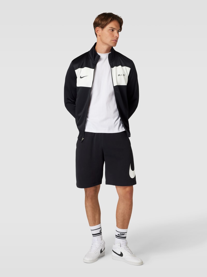 Sweatjacke mit Label-Print in schwarz
