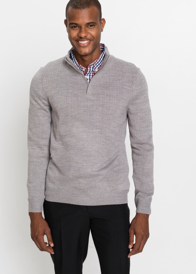 Pullover mit Troyer Kragen und Hemd (2-tlg.Set)