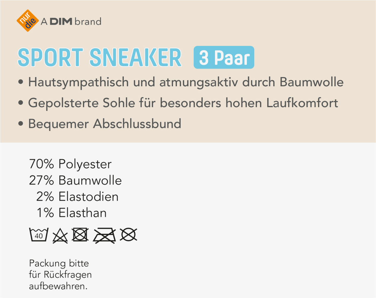 Sport Sneaker weiß & pink Gr. 35-38, 3 St