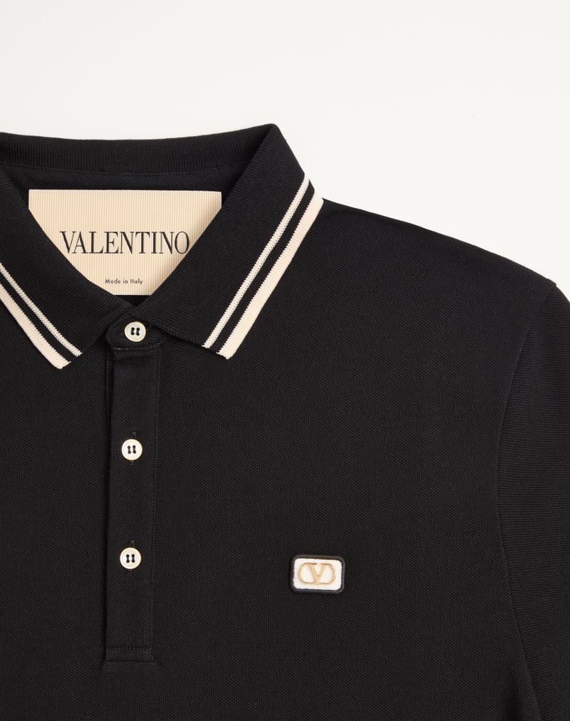 Polo shirt van katoenen piqué met V-logo patch