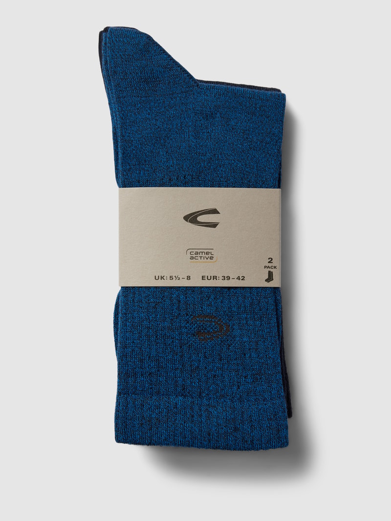 Socken mit Label-Stitching im 2er-Pack in marineblau
