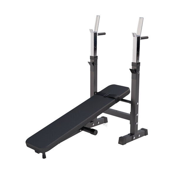 Hantelbank mit Langhantelset, 100 kg, schwarz