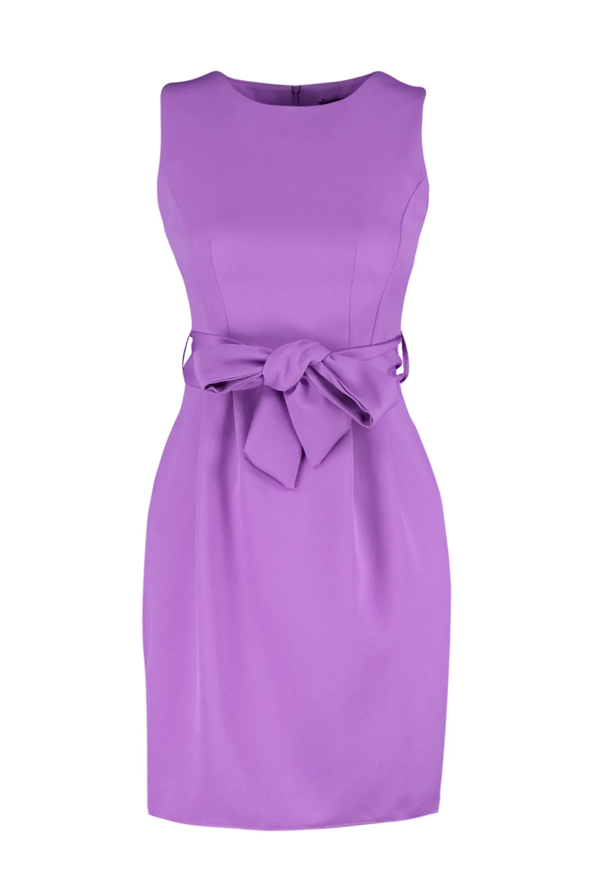 Trendyol Collection  Lilafarbenes, gewebtes Minikleid mit Rundhalsausschnitt und Gürtel TWOSS19AA0063
