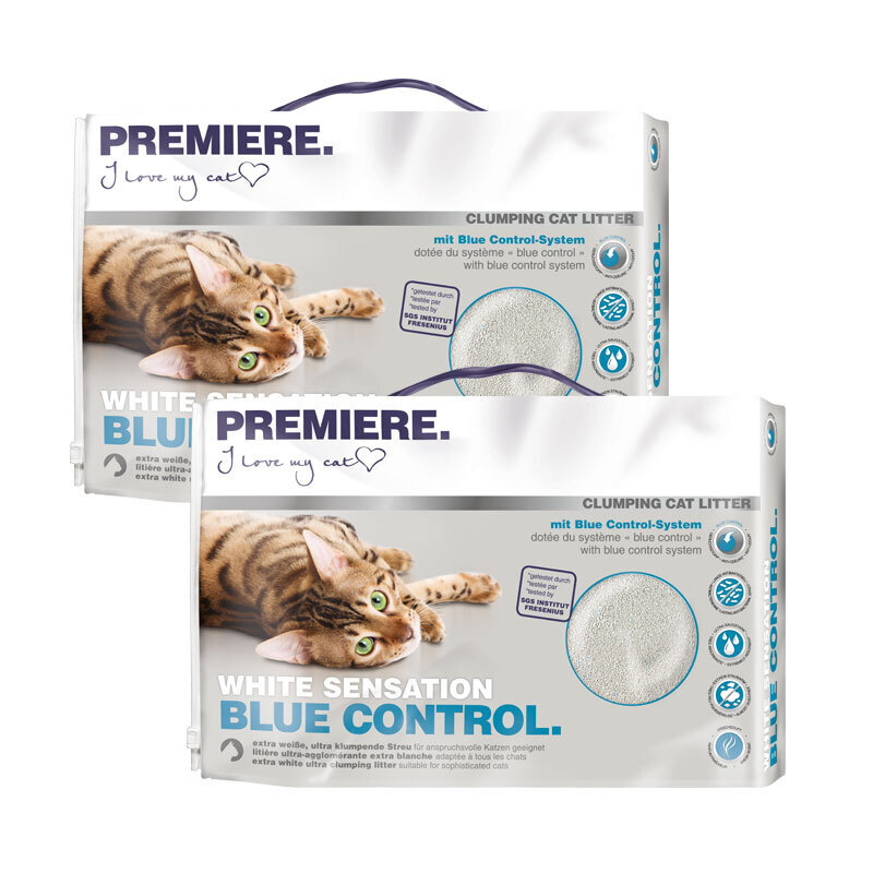 PREMIERE Katzenstreu PREMIERE White Sensation blue control, Klumpstreu 2x12 l