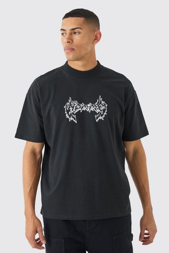Oversize T-Shirt mit Tattoo-Print