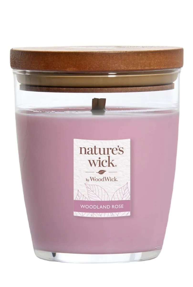 Woodwick vidutinio dydžio miško rožių kvapioji žvakė