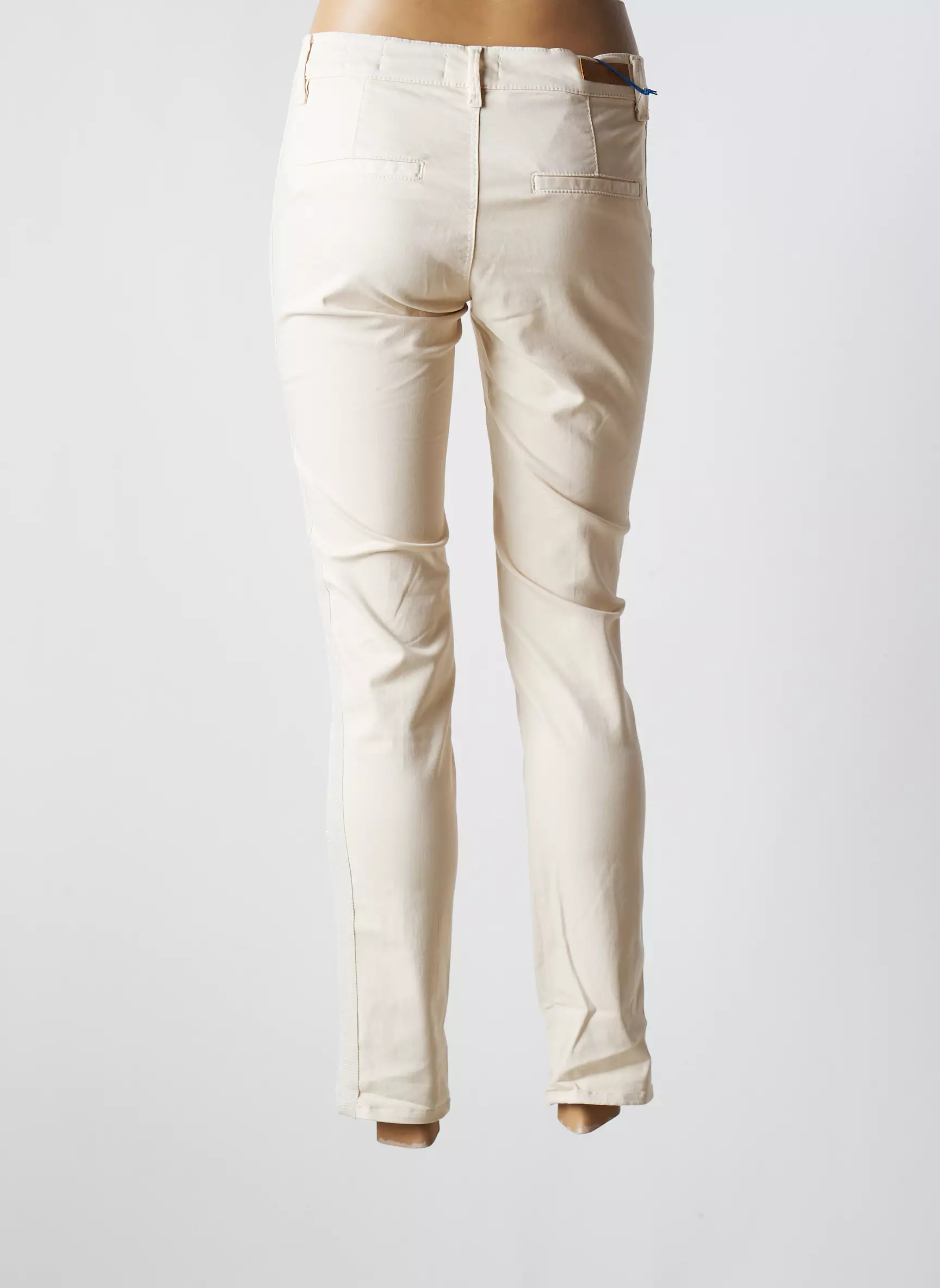 Happy Pantalons Chino Femme couleur beige