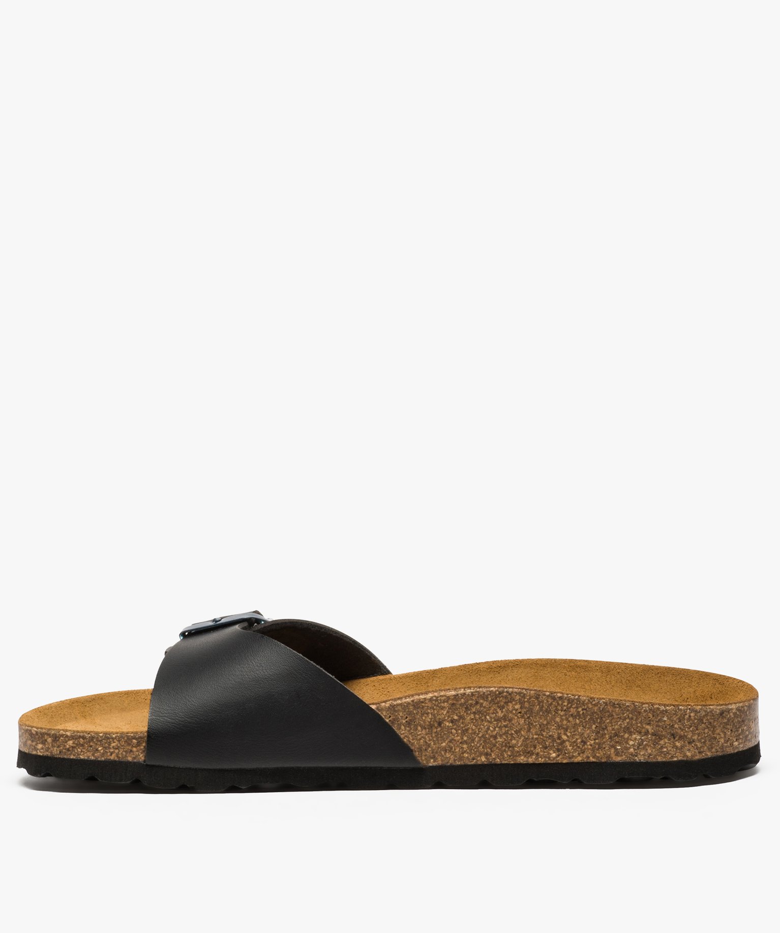 Mules femme à talon plat et large bride ajustable noir | GEMO
