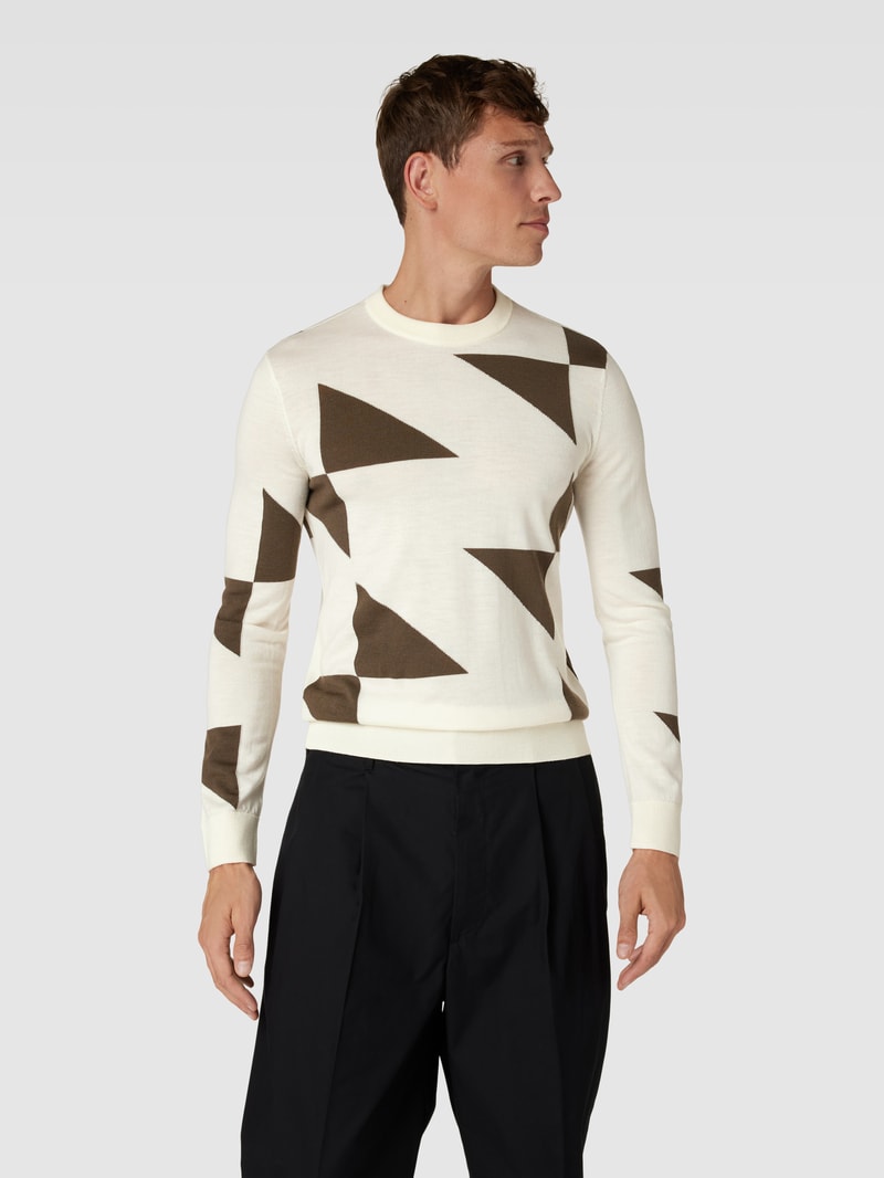 Strickpullover mit Allover-Muster in offwhite