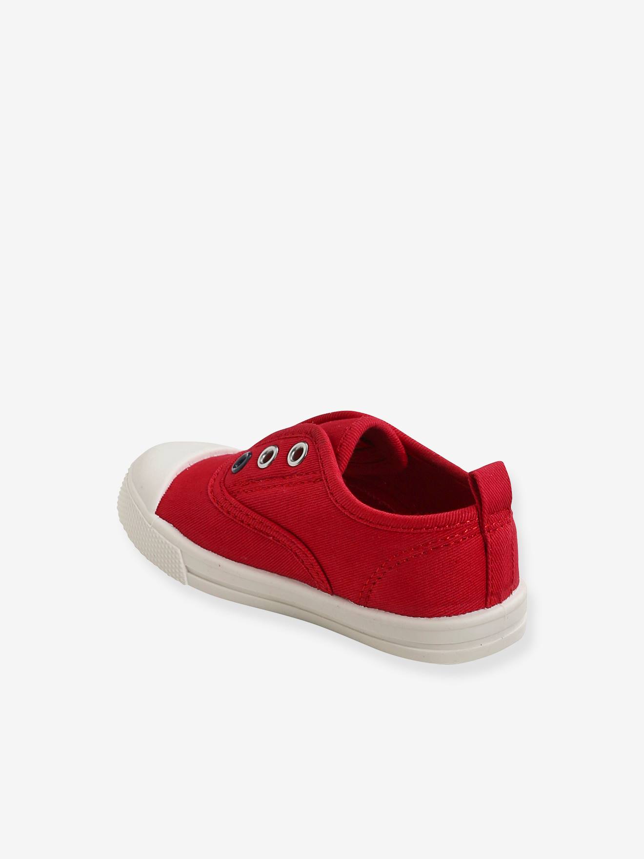 Baskets élastiquées en toile bébé rouge