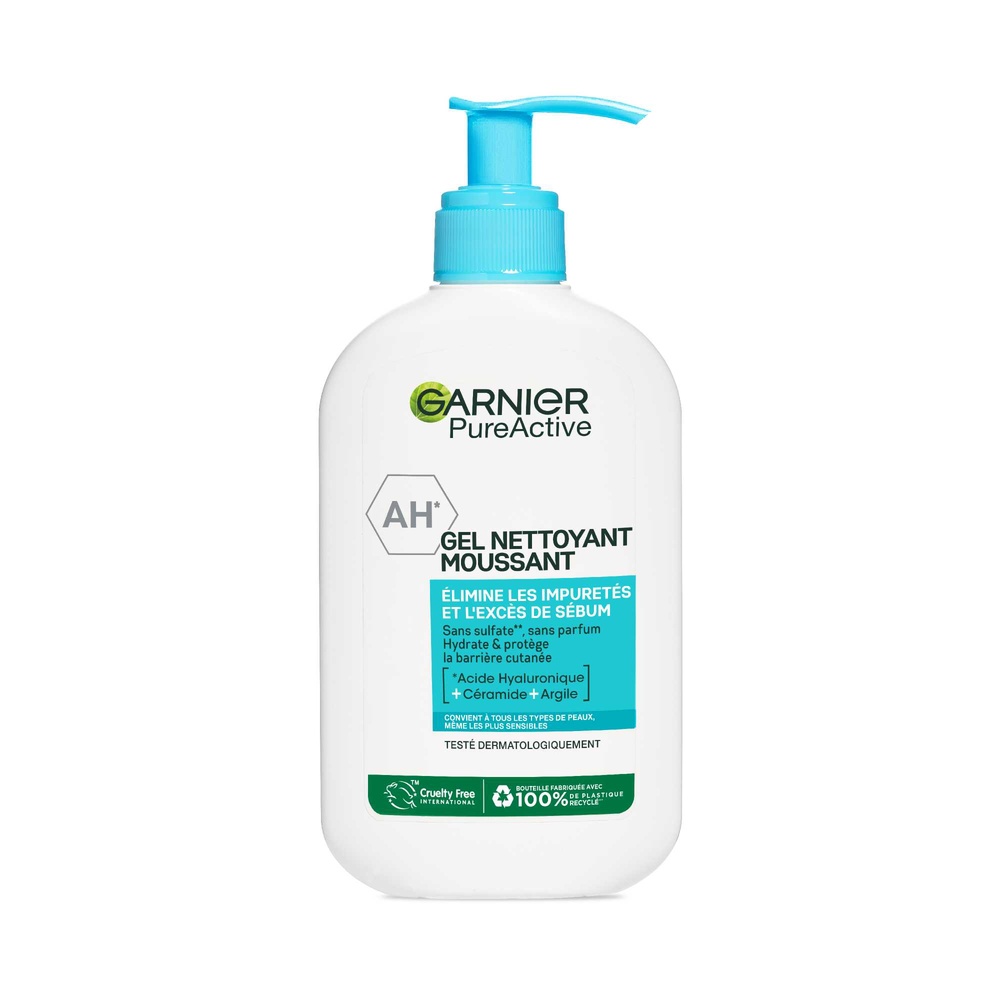 garnier Gel Nettoyant Moussant à l'Acide Hyaluronique, Céramide et Argile Gel Nettoyant Moussant
