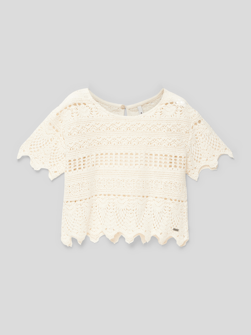 T-Shirt mit Lochstickereien Modell 'NOELLE' in offwhite