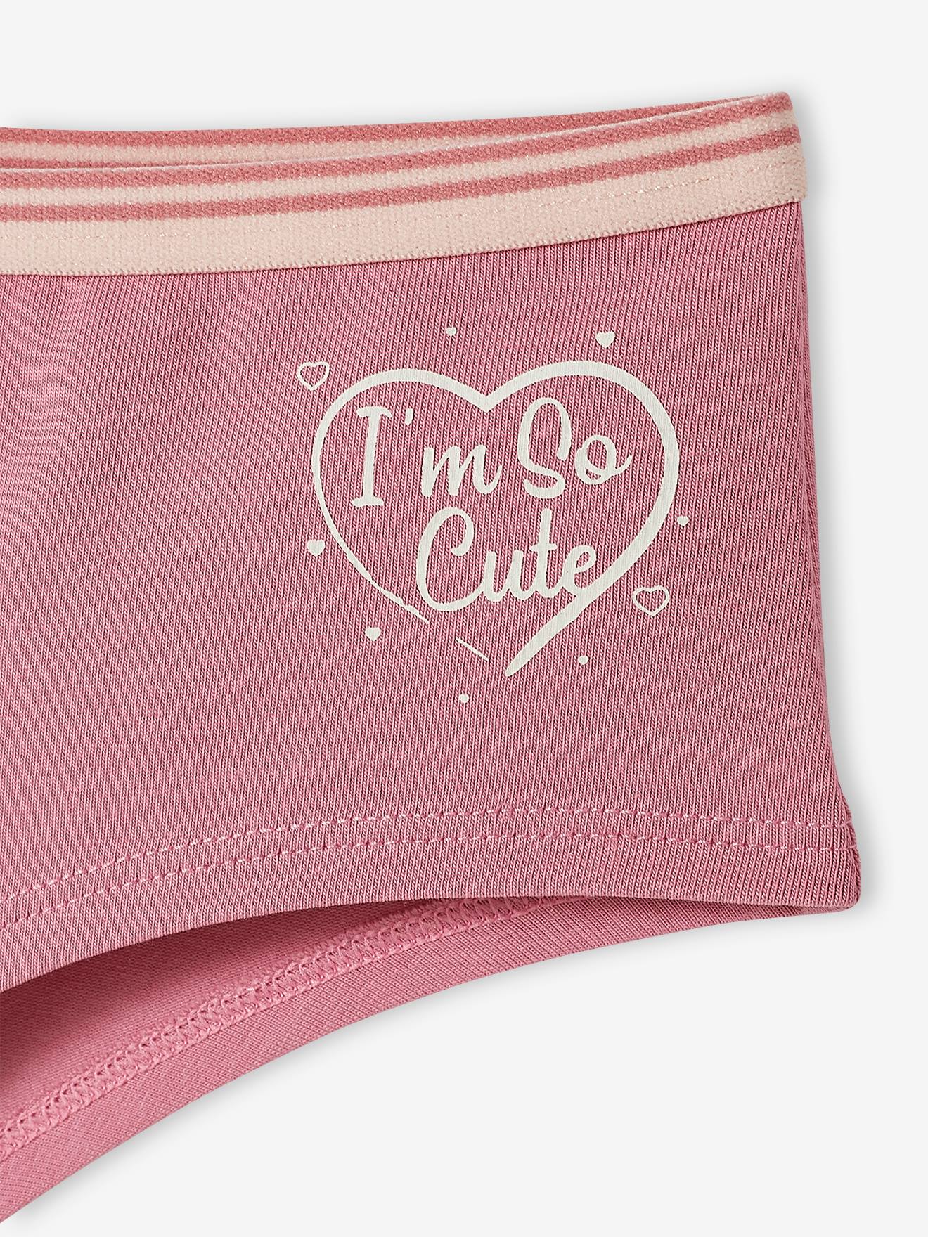 Lot de 5 shorties coeurs fille lot rose et blanc