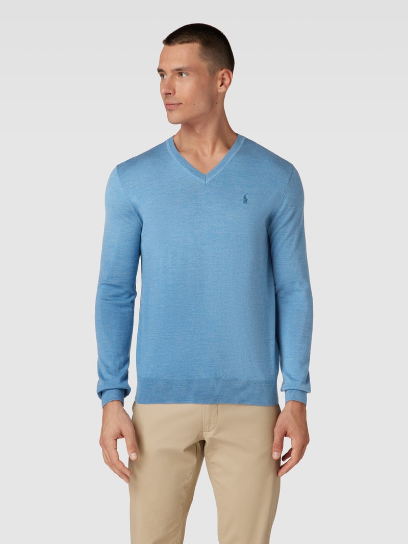 Longsleeve mit Logo-Stitching in hellblau