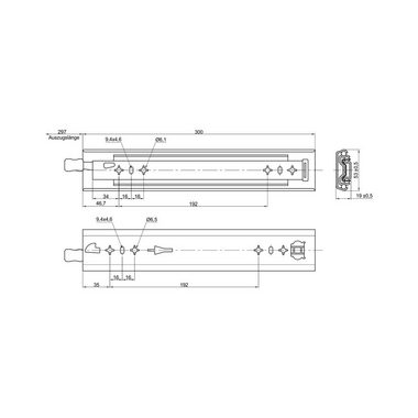 SO-TECH® Auszug Schwerlastauszug 100 kg KV2-100-H53-LC 300 - 1200 mm von JUNKER (2 St), KV2-100-H53-LC Längen 300 - 1200 mm