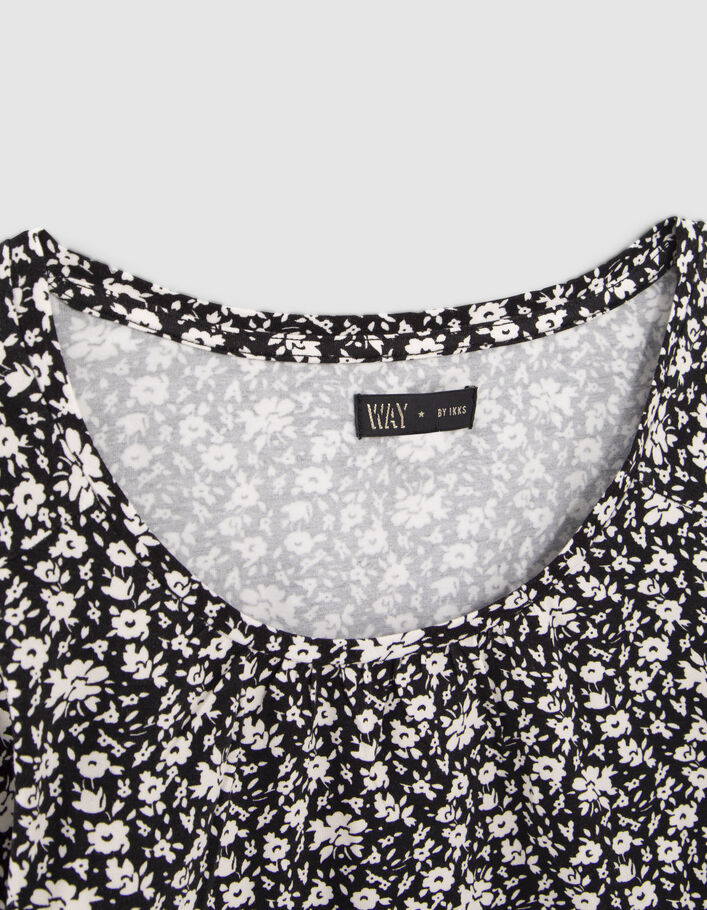 T-shirt noir imprimé floral fille
