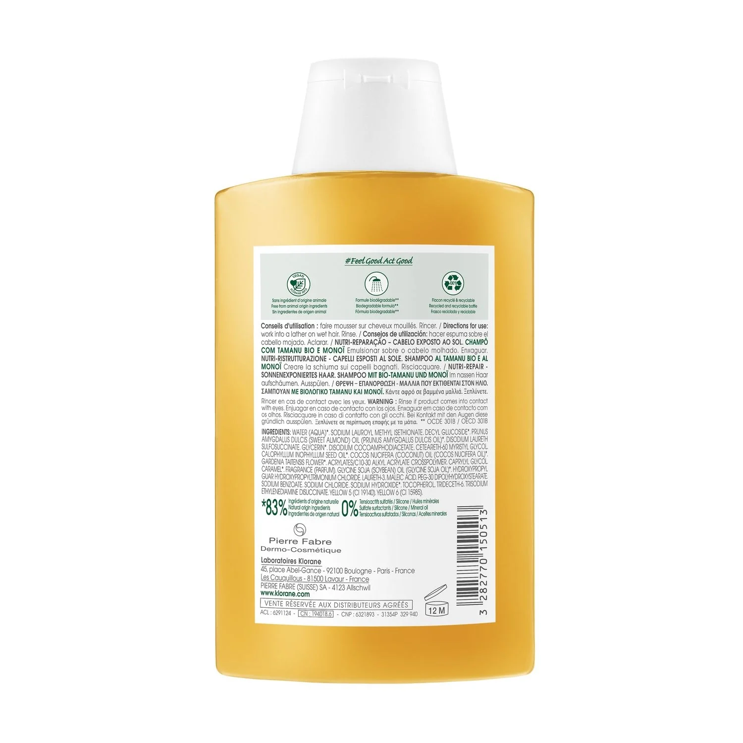 Tamanu og Monoi Nærende Shampoo med Økologisk Tamanu og Monoï - Reparerende Shampoo, Nærende Shampoo