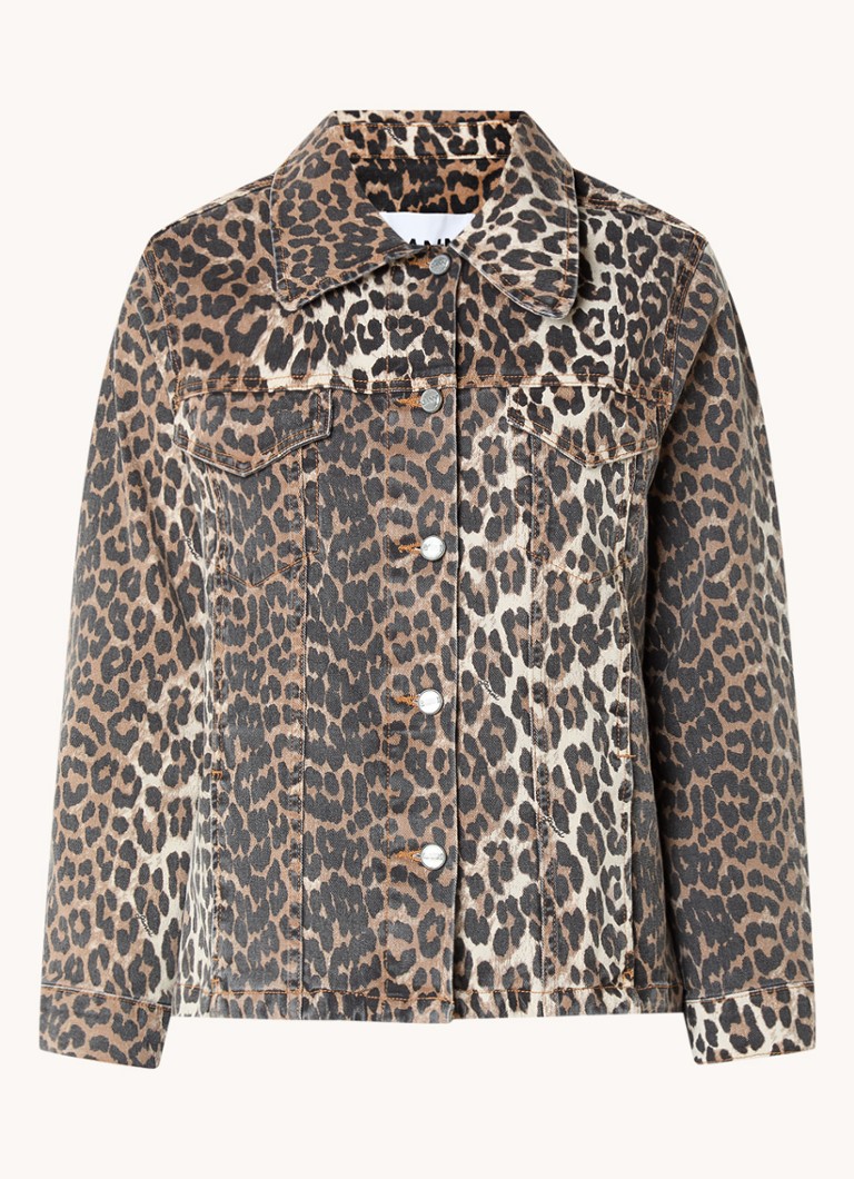 Ganni organska pamučna traper jakna s leopard printom