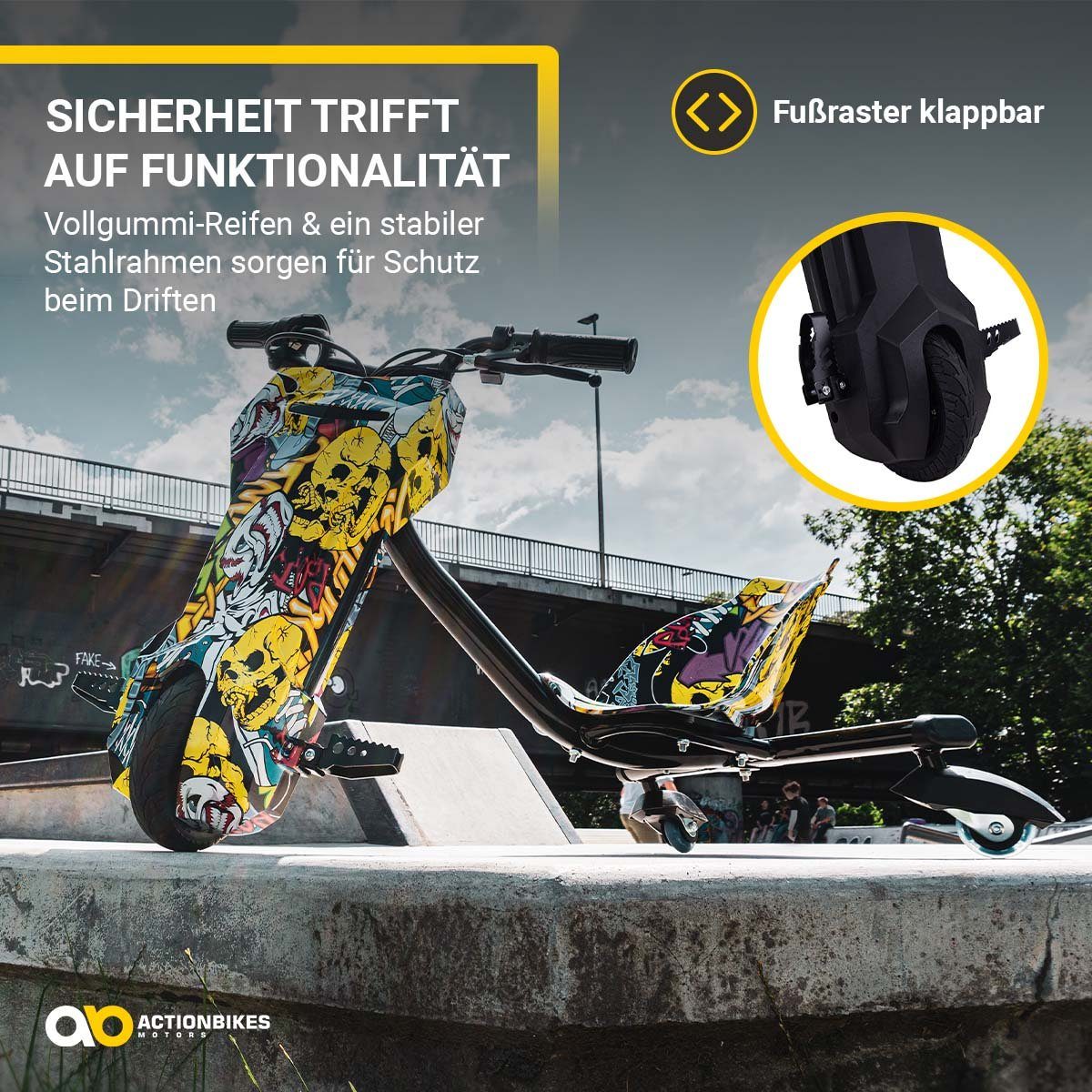 Actionbikes Motors three-wheel scooter drift scooter Drifter 360, 15.00 km/h, 250 watts - LED 360° wheels - suspension - 3 levels - drift trike