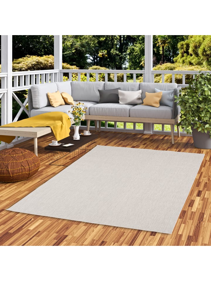 Pergamon In & Outdoor Teppich Flachgewebe Valencia Mix in Silber günstig kaufen