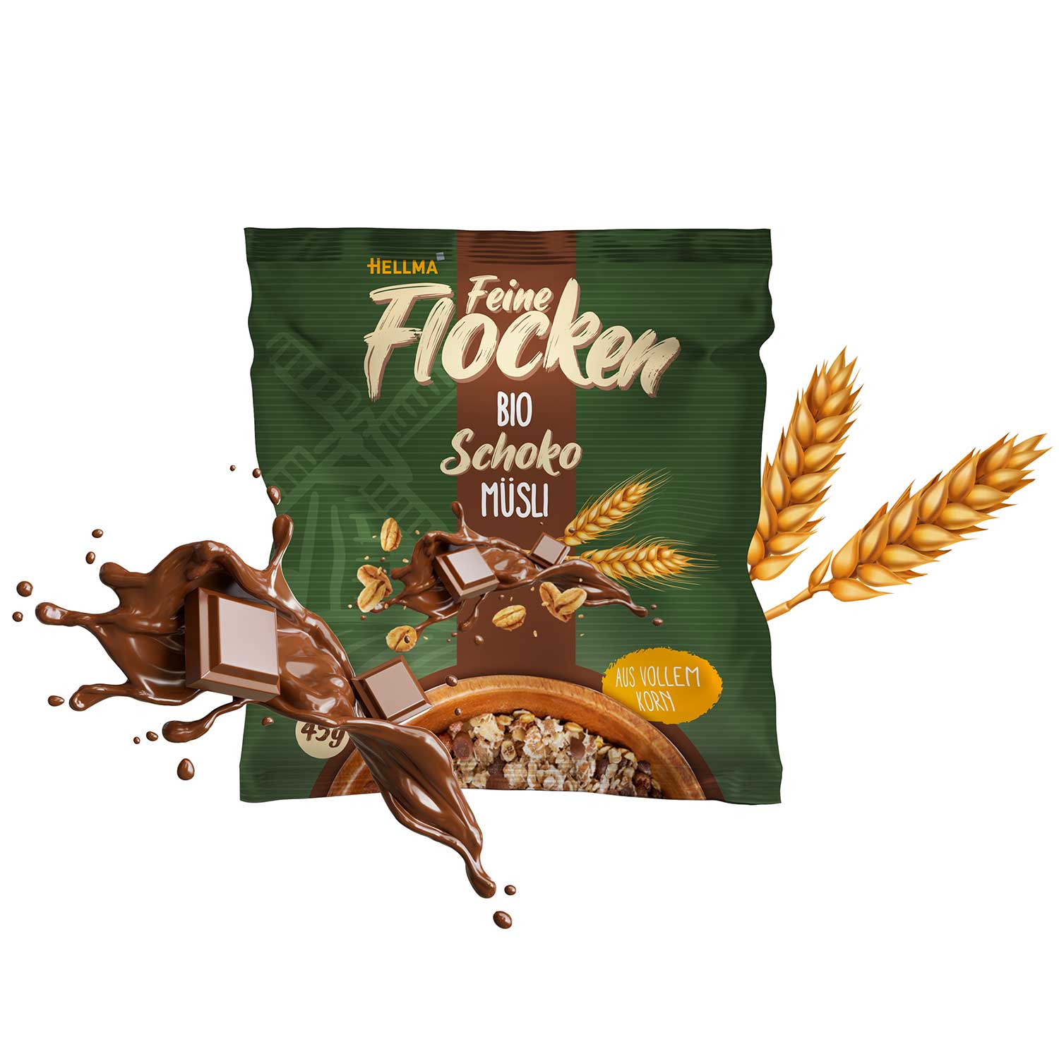 Hellma Feine Flocken Bio Schoko Müsli 40x45g