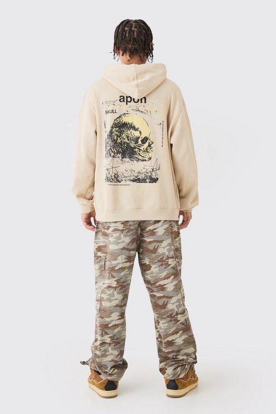 Oversize Hoodie mit lizenziertem Van Gogh Totenkopf-Print